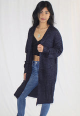 chunky navy sweater cardigan